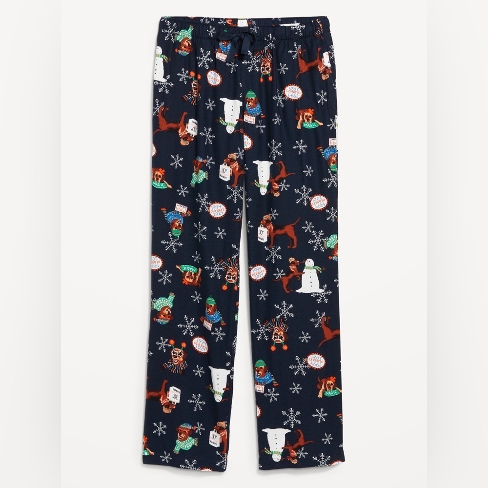 Old Navy Dark Blue Christmas Patterned Cozy Flannel Pajama Bottoms Pants Size XL